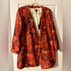 VINTAGE J. Crew Orange and Red Patterned Jacket Sz 12
